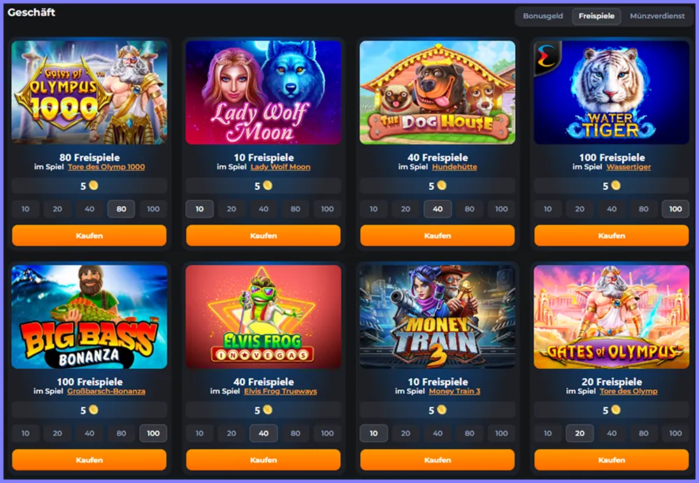 Cosmic Coins Shop mit Freispielen im CosmicSlotz Casino
