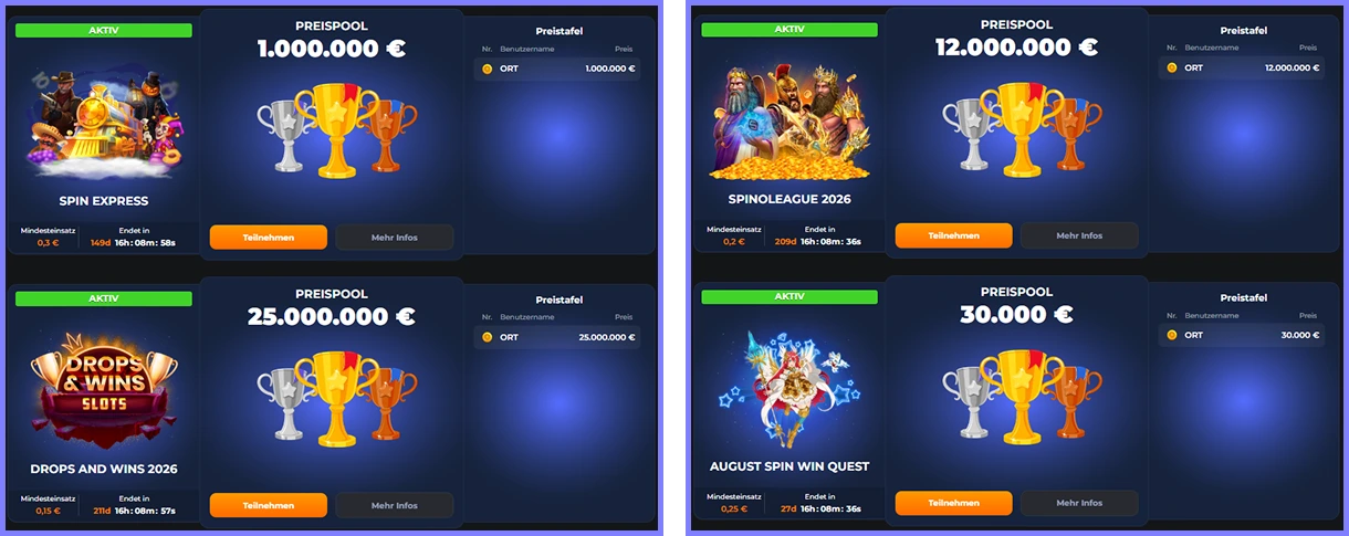 Turniere mit Preispools im CosmicSlotz Casino