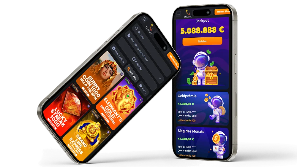 Mobile Version des CosmicSlotz Casinos auf Smartphones
