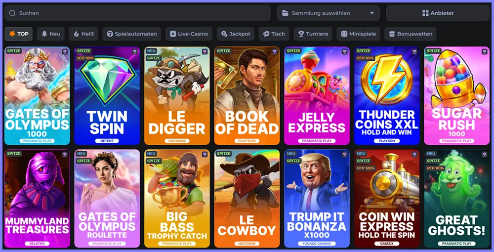 Spielebibliothek im CosmicSlotz Casino